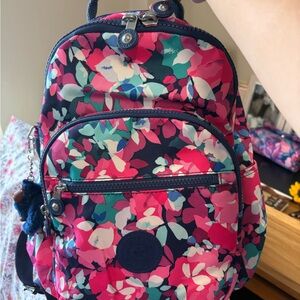 Floral Backpack by Kipling - Pink and Blue